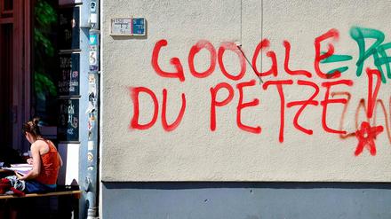 Graffito "Google, Du Petze!" in Kreuzberg.