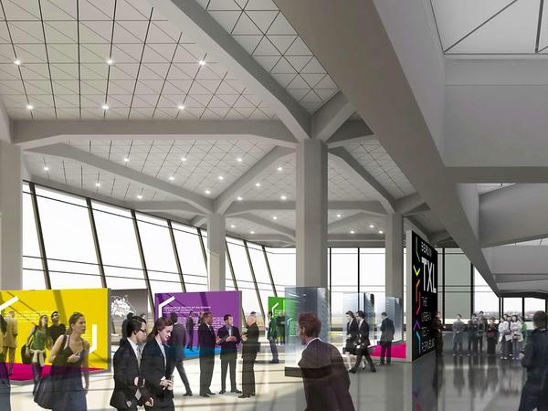 Viel Licht und Glas. So könnte der bisherige Flughafen künftig innen aussehen.