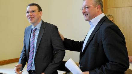 Den Rücken gestärkt: Florian Graf am Donnerstag mit CDU-Chef Frank Henkel bei der Fraktionssitzung.