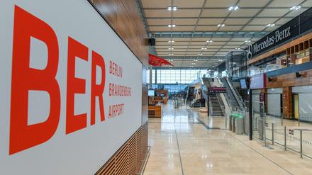 Blick in das Hauptterminalgebäude des Hauptstadtflughafens Berlin Brandenburg Willy Brandt (BER). 