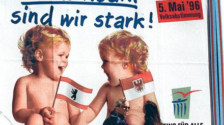 Kinder, wie die Zeit vergeht. 1996 wurde mit diesen Plakaten für die Fusion geworben. Doch die anschließende Volksabstimmung ging schief. 