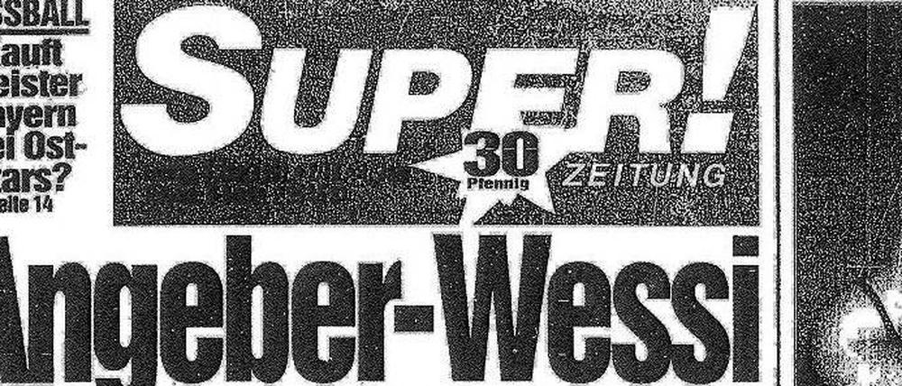 Post von Wagner. Die Titelseite der „Super Zeitung“ vom 3. Mai 1991. Chefredakteur war damals der heutige "Bild"-Chefkolumnist Franz-Josef Wagner.
