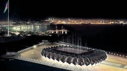 Eskapaden am Kaspischen Meer. Die „Baku Crystal Hall“ wird nach Entwürfen des Architektenbüros Gerkan, Marg und Partner auf einer Landzunge gebaut. 