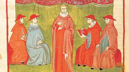 Bannstrahl aus Avignon. Papst Johannes XXII., hier eine Darstellung seiner Wahl, entstanden um 1370, erließ ein Interdikt für Berlin-Cölln. Foto: Bildarchiv Preußischer Kulturbesitz