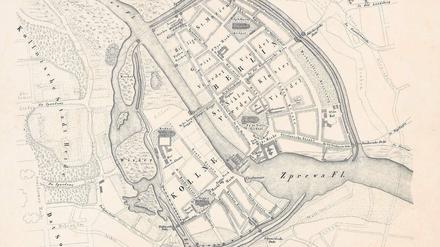 So könnte Berlin im 13. Jahrhundert ausgesehen haben. Die Klöden-Karte von 1839