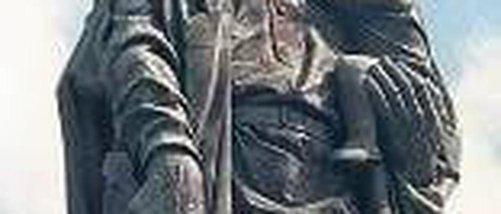 Ebenbild. Im Treptower Park steht das Ehrenmal für die gefallenen Sowjetsoldaten. Für die 11,6 Meter hohe Soldatenfigur stand Odartschenko Modell. Foto: dpa