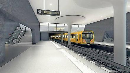 Blick in die Zukunft. Der neue U-Bahnhof Rotes Rathhaus erhält zwei Seitenbahnsteige. 