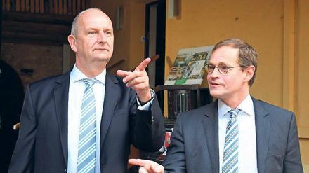 Brandenburgs Ministerpräsident Dietmar Woidke (SPD, links) und Berlins Regierender Bürgermeister Michael Müller (SPD)