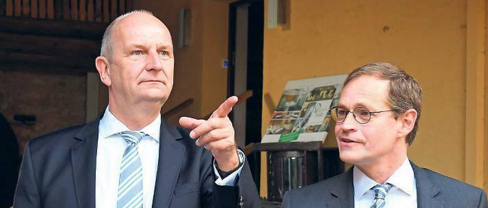 Brandenburgs Ministerpräsident Dietmar Woidke (SPD, links) und Berlins Regierender Bürgermeister Michael Müller (SPD)