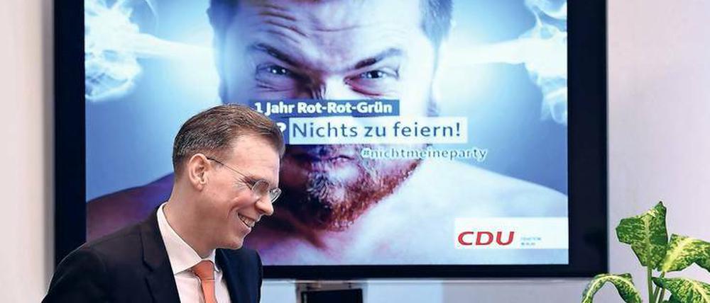 Fraktionschef Florian Graf ist nicht in Feierlaune – auch wenn sein Gesichtsausdruck am Freitag bei der CDU-Pressekonferenz danach aussah. 