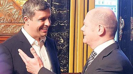 Brüderlich. Berlins SPD-Fraktionschef Raed Saleh (li.) trifft den damaligen Ersten Bürgermeister Hamburgs und jetzigen Bundeskanzler Olaf Scholz (2018).