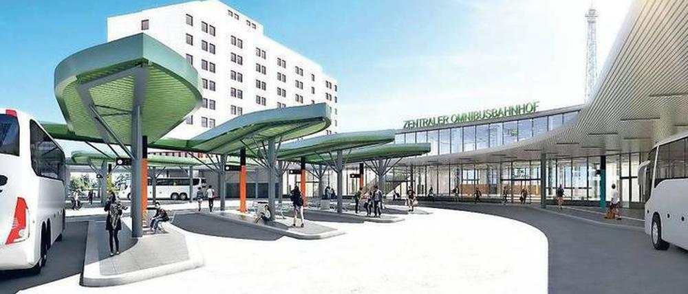 Schöner ankommen. Der neue Zentrale Omnibusbahnhof (ZOB). Simulation: Architekten Die Brücke/J. Washington