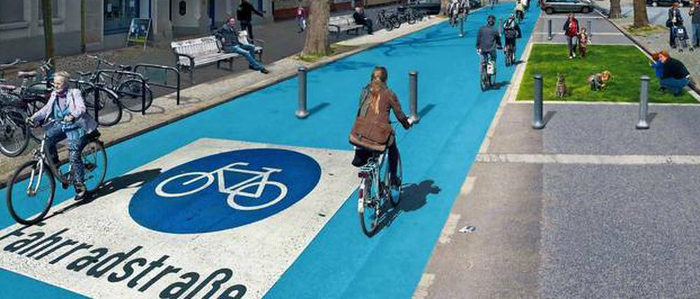Vorrang für Radler: So sollen Fahrradstraßen in Berlin nach den Vorstellungen von Fahrrad-Aktivisten aussehen.