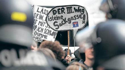 Protest gegen Radikale. Die Vereinigung „Der III. Weg“ gilt als Sammlungsbewegung für die rechtsextreme Szene in Brandenburg. 