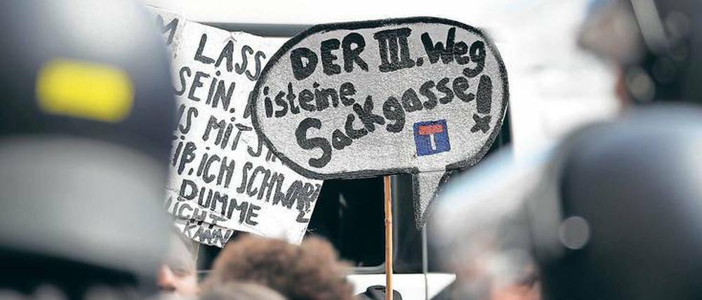Protest gegen Radikale. Die Vereinigung „Der III. Weg“ gilt als Sammlungsbewegung für die rechtsextreme Szene in Brandenburg. 