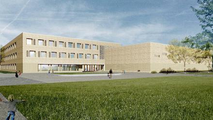 So soll das neue Schulgebäude nach den Planungen der Architekten aussehen. Wenn es eines Tages eröffnet wird.