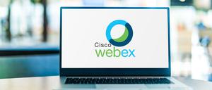 Laptop computer displaying logo of Cisco Webex