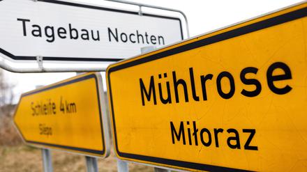 Umsiedlung Mühlrose DEU/Deutschland/Sachsen/Muehlrose, 25.03.2023, Der Ort Muehlrose muss dem Bergbau Braunkohletagebau Nochten weichen. 
