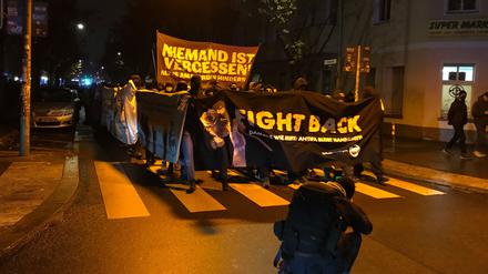 Die Demo in Friedrichshain. 