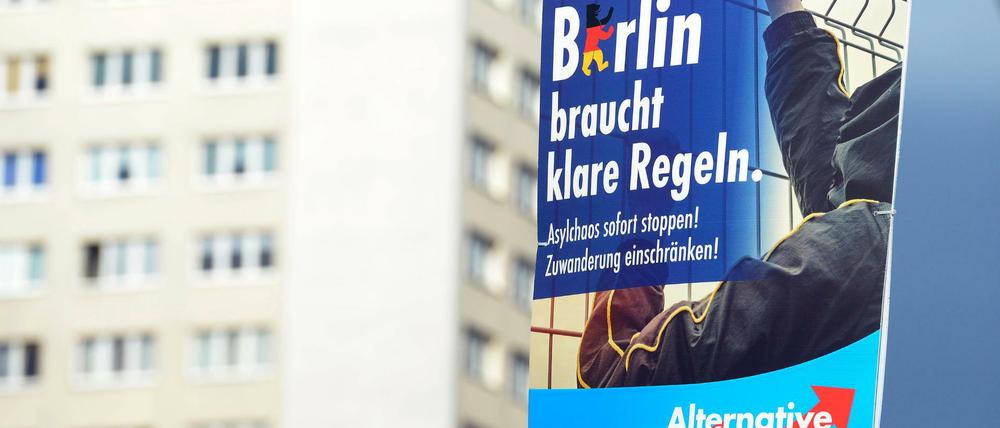 Ein AfD-Plakat zur Berliner Abgeordnetenhauswahl 
