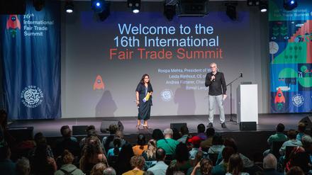 Bei der Eröffnung des 16. internationalen Fair Trade Summits.