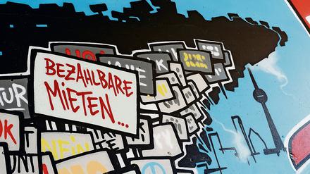 Ein Graffiti für bezahlbare Mieten am Kottbusser Tor.