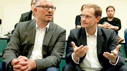 Die Kontrahenten im Rennen um den SPD-Parteivorsitz: Jan Stöß (l.) und Michael Müller (r.).