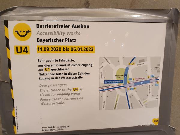 Fast drei Jahre soll der Bau des Aufzugs am Bayerischen Platz dauern. 