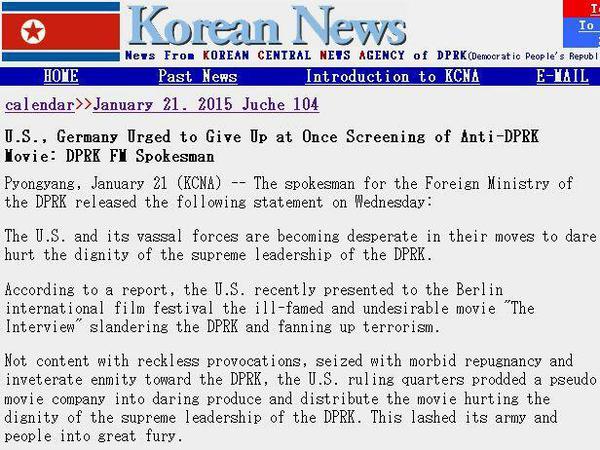Ein Auszug aus der Pressemitteilung der koreanischen Nachrichtenagentur vom 21. Januar.