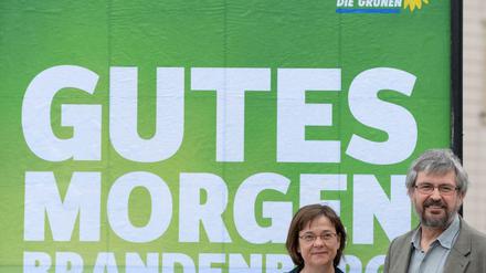 Die Spitzenkandidaten der Grünen bei der Landtagswahl in Brandenburg: Ursula Nonnemacher und Axel Vogel.