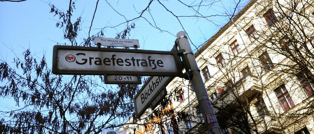 Straßenschild Graefestraße, Berlin-Kreuzberg.
