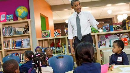 Die Kinder einer Vorschule in Baltimore durften sich bereits über den Besuch des US-Präsidenten freuen.