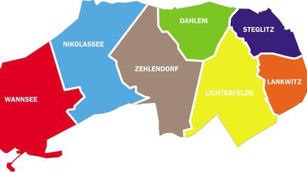 Der Bezirk Steglitz-Zehlendorf und seine sieben Ortsteile. Hätten Sie alle zusammenbekommen?