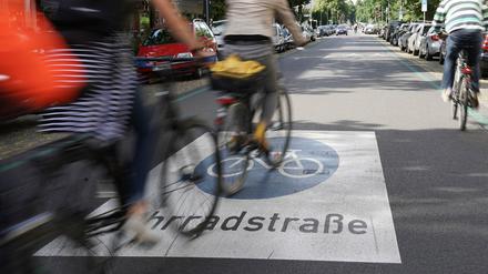 Eine Fahrradstraße in Berlin-Pankow.