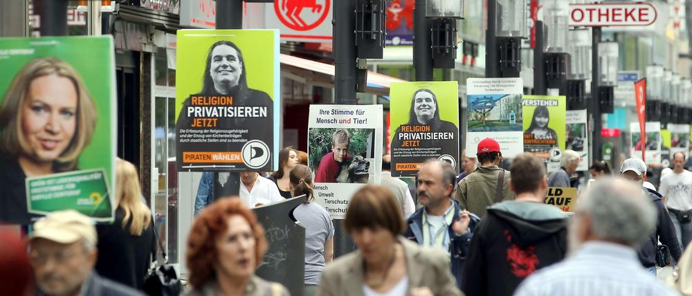 Schon zur Abgeordnetenhauswahl 2011 dominierten Wahlplakate das Stadtbild. Zur Bundestagswahl wird es nicht anders aussehen.