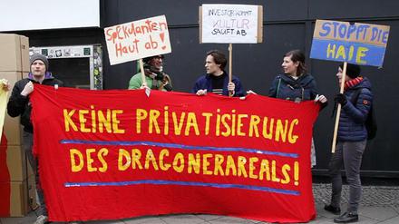 Protest gegen die Privatisierung des Dragoner-Areals in Kreuzberg