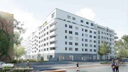 Wie ein ganz normales Wohnhaus wirkt das Modell der Modularen Unterkunft für Flüchtlinge an der Quedlinburger Straße 45.