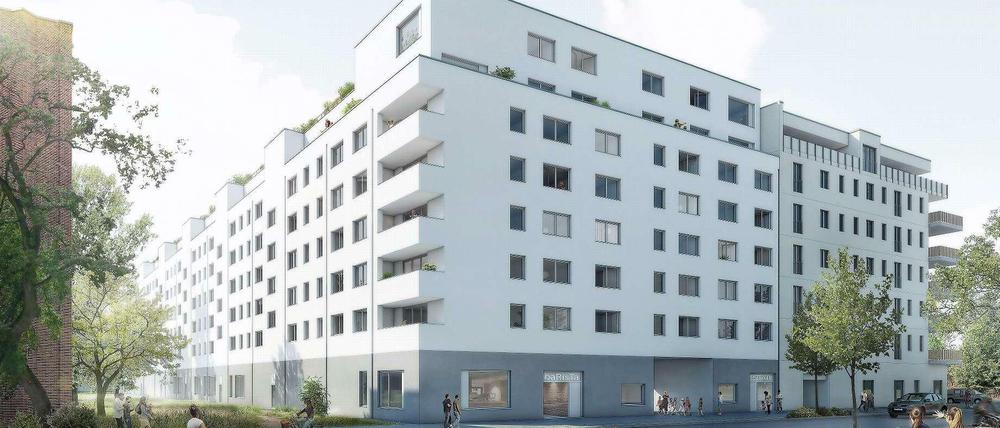 Wie ein ganz normales Wohnhaus wirkt das Modell der Modularen Unterkunft für Flüchtlinge an der Quedlinburger Straße 45.