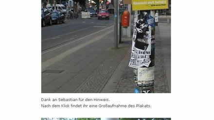 Die Kampagne "Kampf den Kampfradlern" in Prenzlauer Berg und Mitte. Ein Screenshot aus dem Blog www.rad-spannerei.de