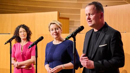 Bettina Jarasch (Grünen), Franziska Giffey (SPD) und Klaus Lederer (Die Linke) wollen besser harmonieren.