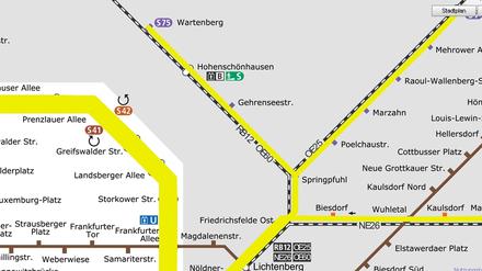 Die gelbe Gefahr: Das Berliner S-Bahnnetz ist derzeit ziemlich löchrig. Die S75 von und nach Wartenberg ist eine von vier Linien, die gar nicht fahren.