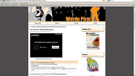 Auf der Berlin-Seite der Piratenpartei sollte am Mittwoch eigentlich der Live-Stream in die Liebigstraße erscheinen. In diesen Genuss kamen allerdings nur die schnellsten 1.000 Besucher.