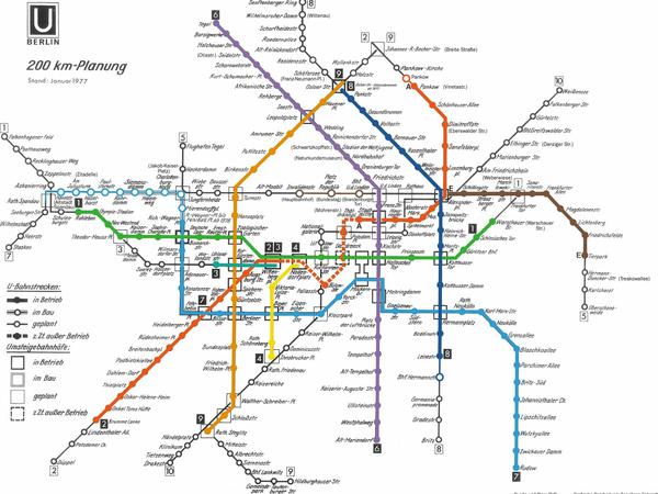 So sah 1977 die (Westberliner) Planung für das Berliner U-Bahnnetz aus.