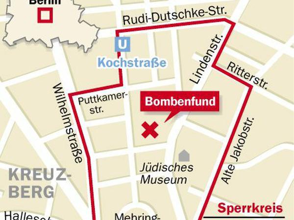 Sperrbereich in Kreuzberg wegen der Bombenentschärfung.