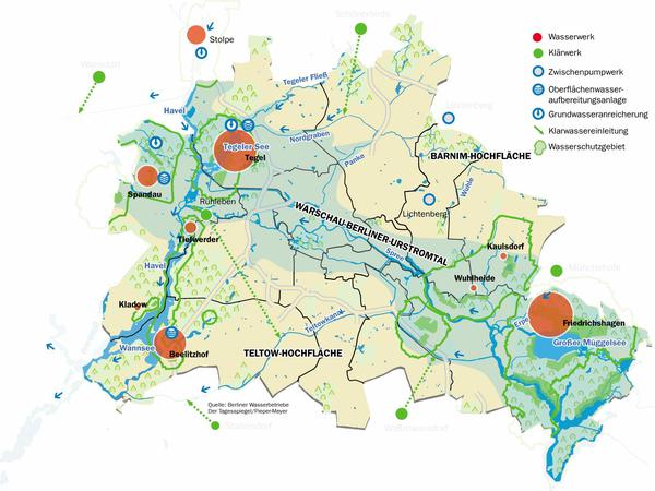 Berliner Gewässer und die zugehörige Infrastruktur. So ist das System der Wasserbetriebe in der Hauptstadt aufgebaut.