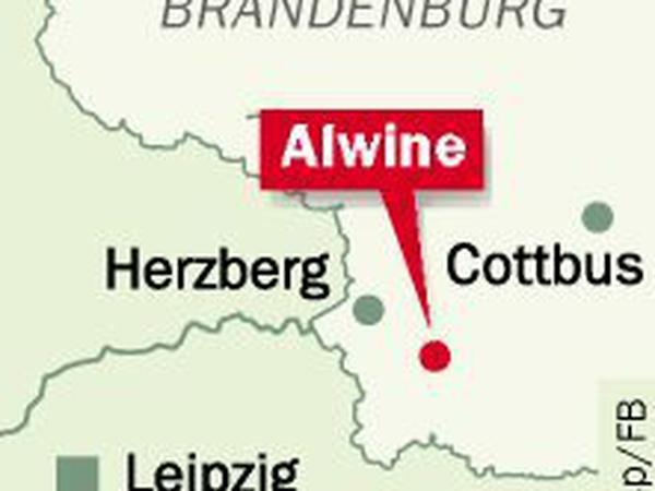 Südwestlich von Cottbus liegt das Dorf Alwine.