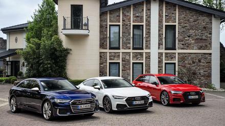 Drei auf einen Streich. Der Audi S6 Limousine, der Audi S7 Sportback und der Audi S6 Avant (v.li.). 