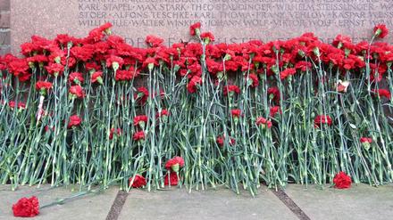 Erinnerung mit Stiel. Nelken an der Gedenkstätte der Sozialisten auf dem Zentralfriedhof.