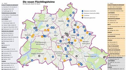 Das sind die geplanten Standorte für Flüchtlingsunterkünfte in den Berliner Bezirken.