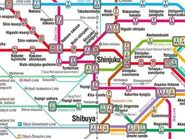 Der Metroplan in Tokio.